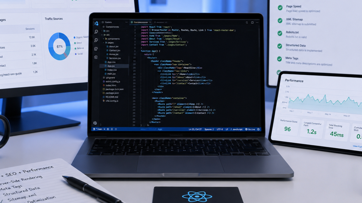 React development services in Pakistan with SEO analytics and website performance optimization