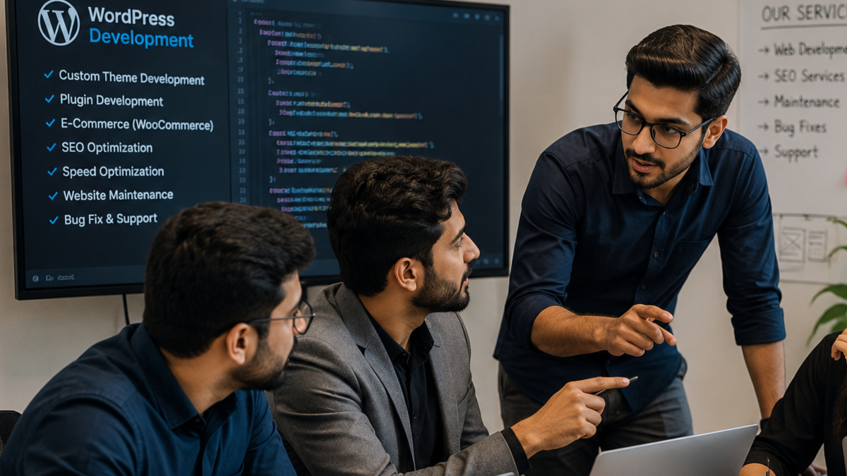 Freelance WordPress developers in Pakistan discussing SEO services and website maintenance